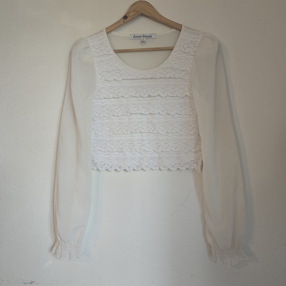 Lovers + Friends White Lace Blouse